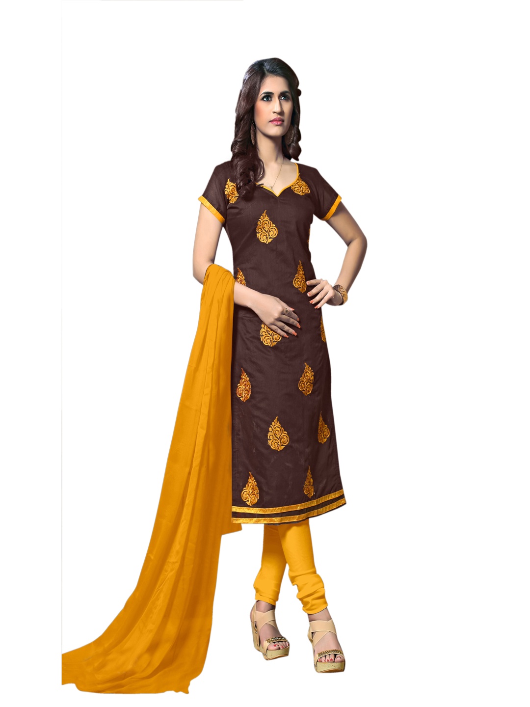 

HERE&NOW Paisley Printed Unstitched Dress Material, Brown