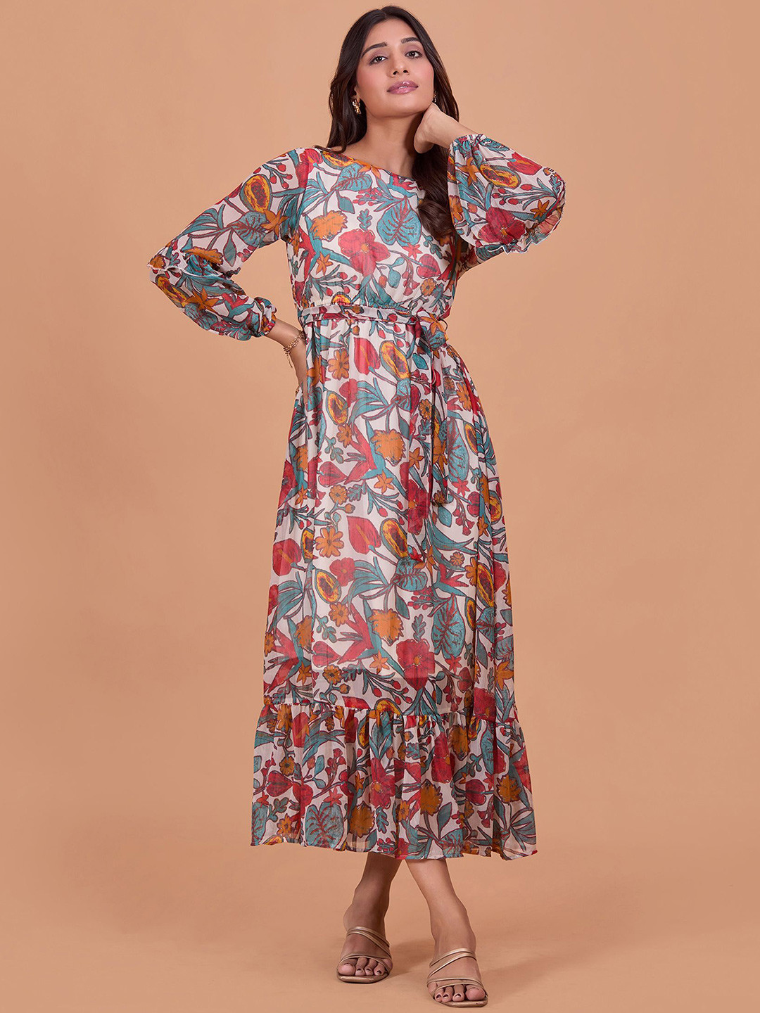 

DressBerry Floral Print Chiffon Fit & Flare Maxi Dress, Multi