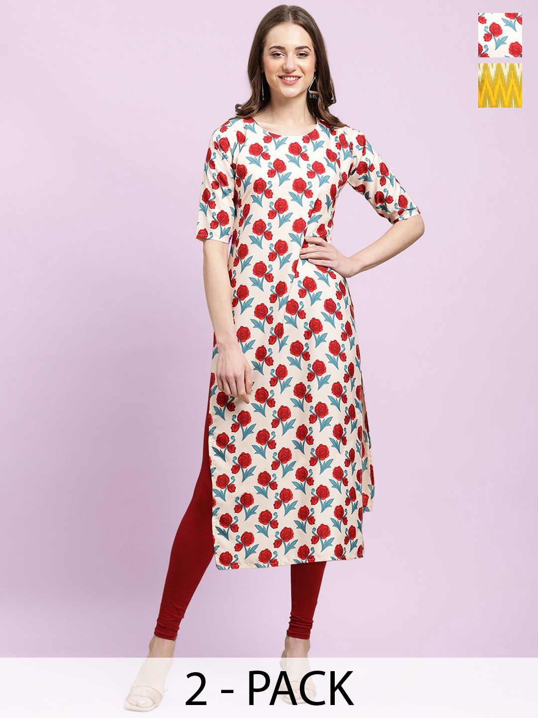 

Moda Rapido Women Ethnic Motifs Printed Floral Crepe Kurta, Multi