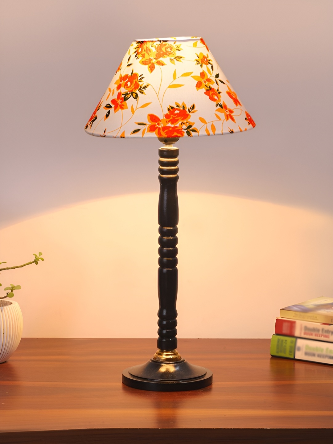 

Devansh White & Orange Wooden Frustum Shaped Table Lamp
