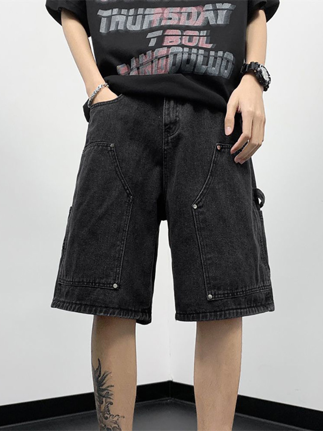

StyleCast x Revolte Men Denim Shorts, Black