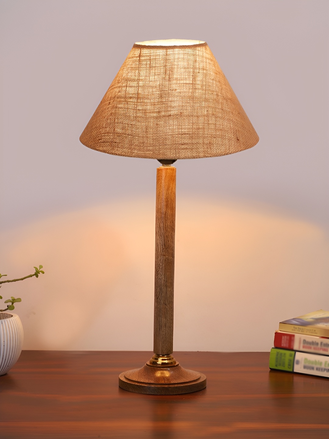 

Devansh Beige Wood Traditional Frusturical Shaped Table Lamp