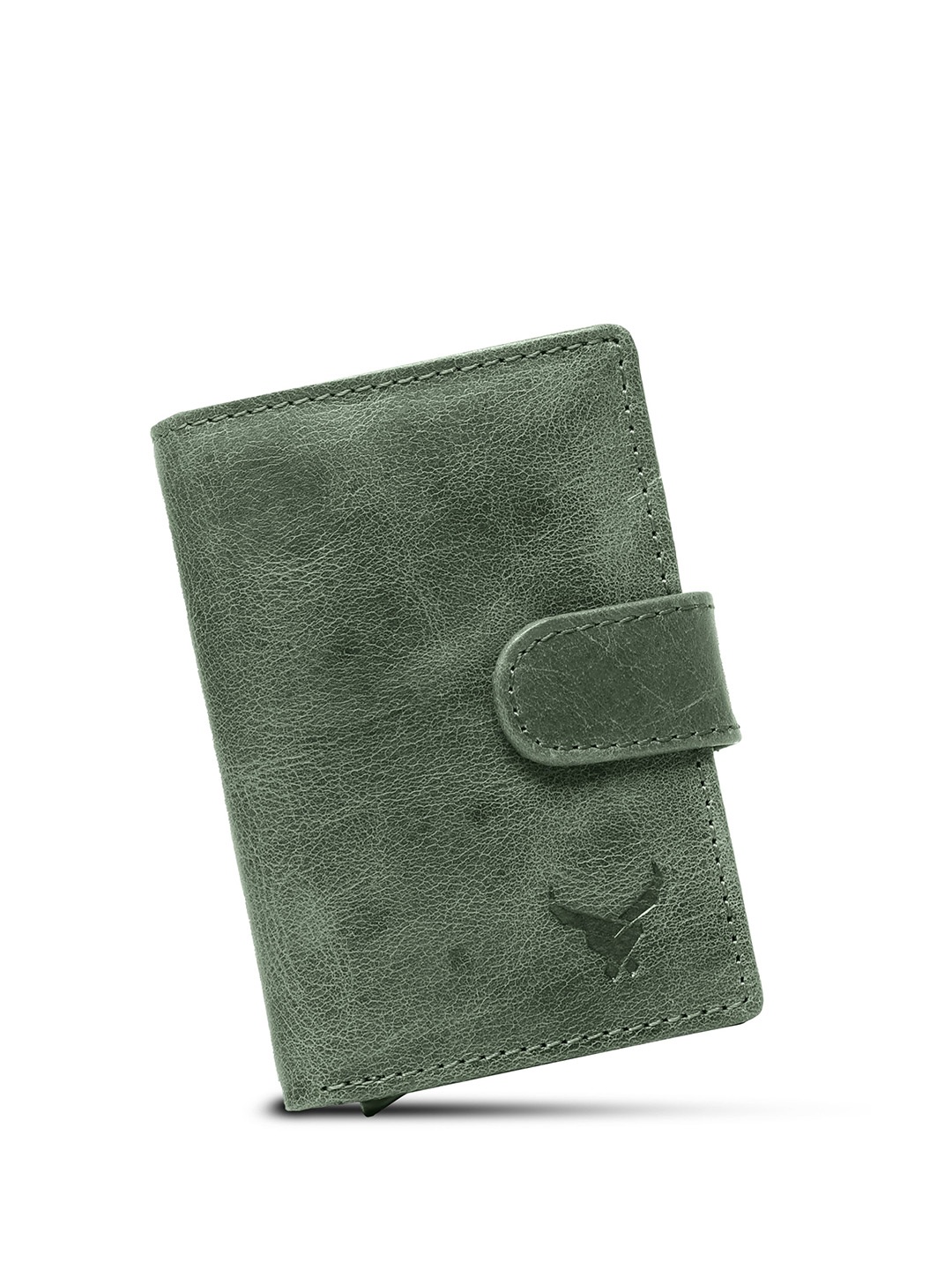 

REDHORNS Unisex Leather Two Fold Wallet, Green