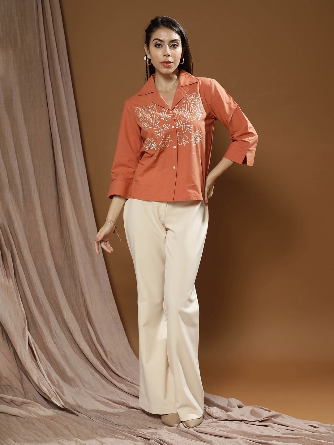 

Boho By Athena Women Relaxed Opaque Casual Shirt, Rust