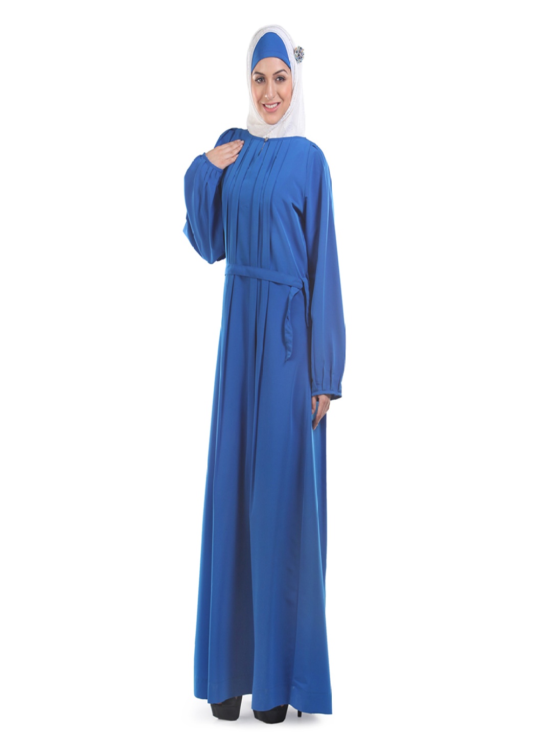 

MOMIN LIBAS Round Neck Abaya, Blue