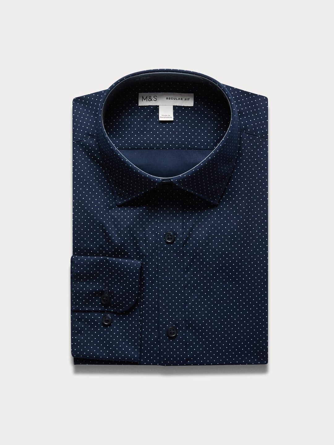 

Marks & Spencer Men Spread Collar Micro Ditsy Printed Casual Shirt, Navy blue
