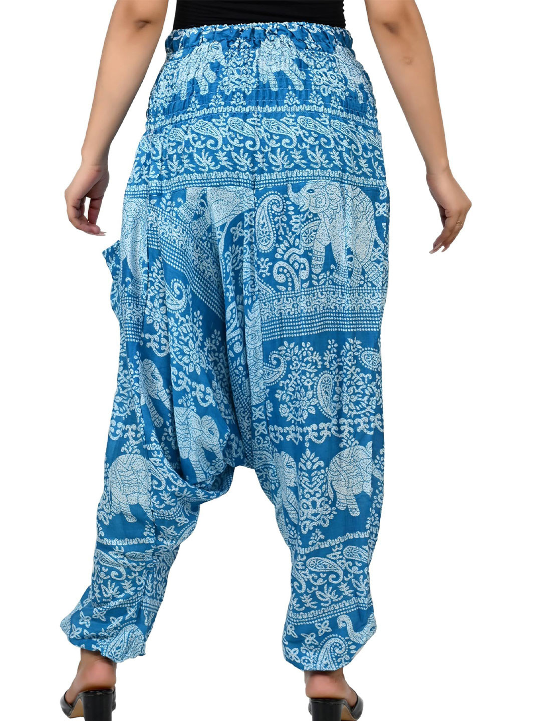 

NarNari Women Pack of 3 Printed Mid-Rise Loose Fit Harem Pants, Blue