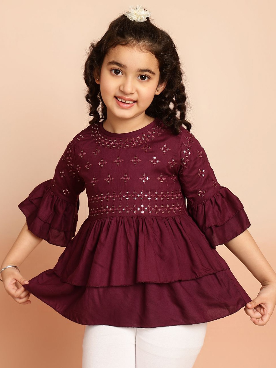 

Ishti Floral Print Keyhole Neck Top, Violet