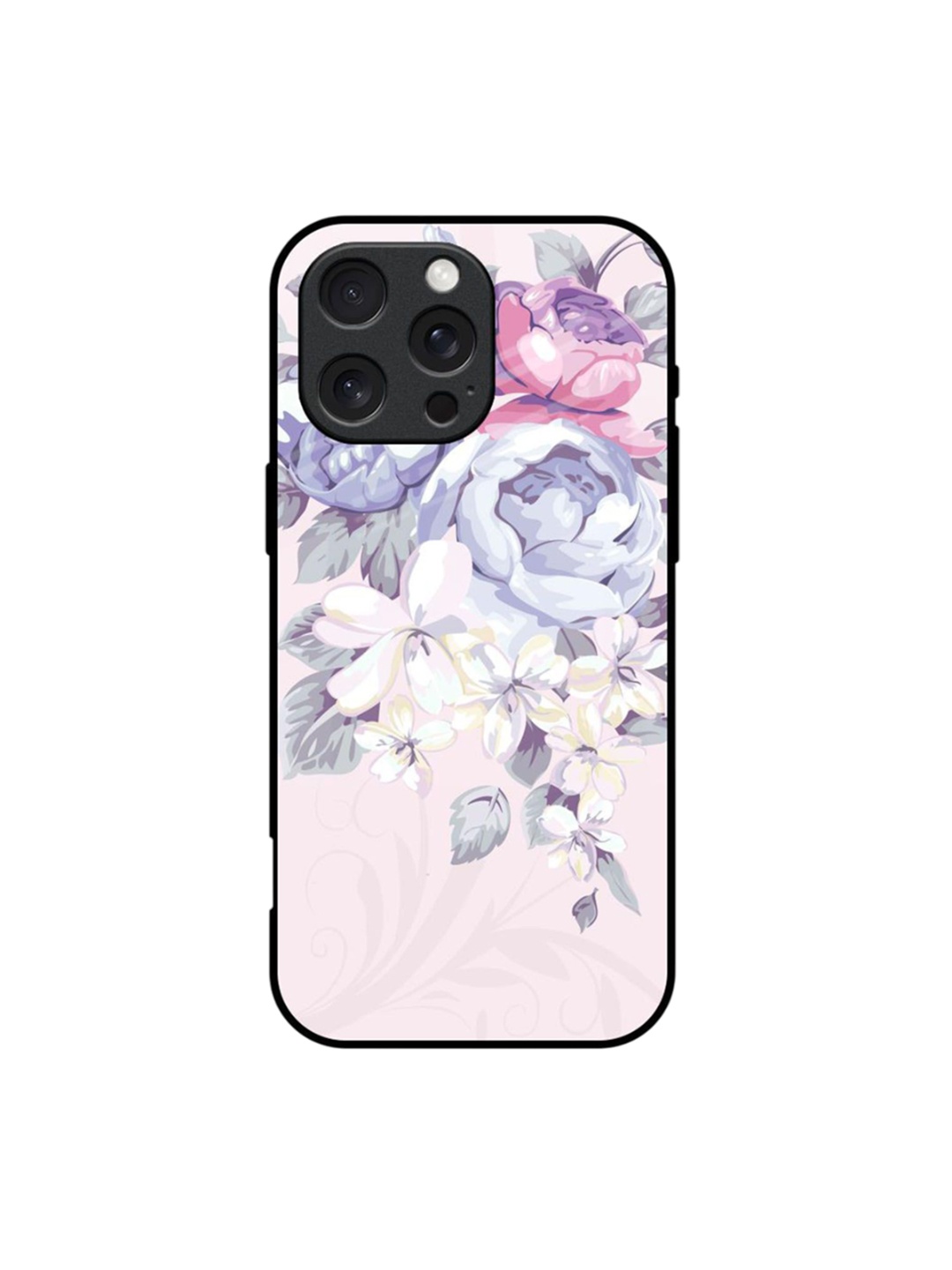 

QRIOH Floral Printed iPhone 16 Pro Max Back Case Mobile Accessories, Pink