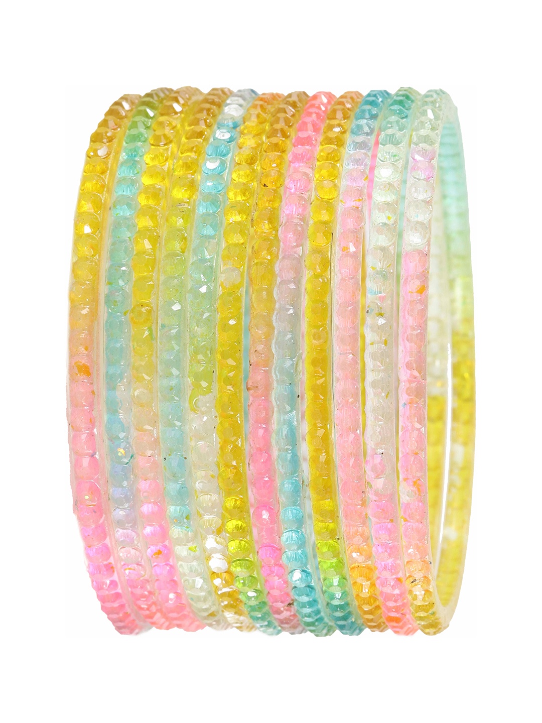 

LAVAZZA Set Of 12 Crystal Studded Bangles, Yellow