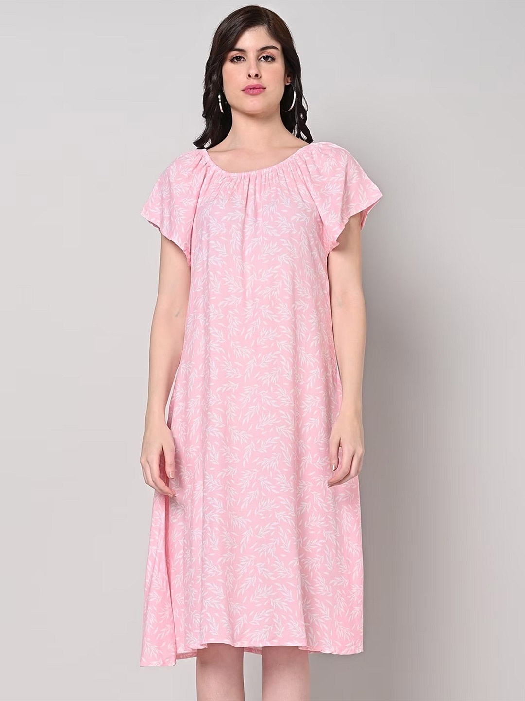 

SAKURA Women Floral Printed A-Line Dress, Pink