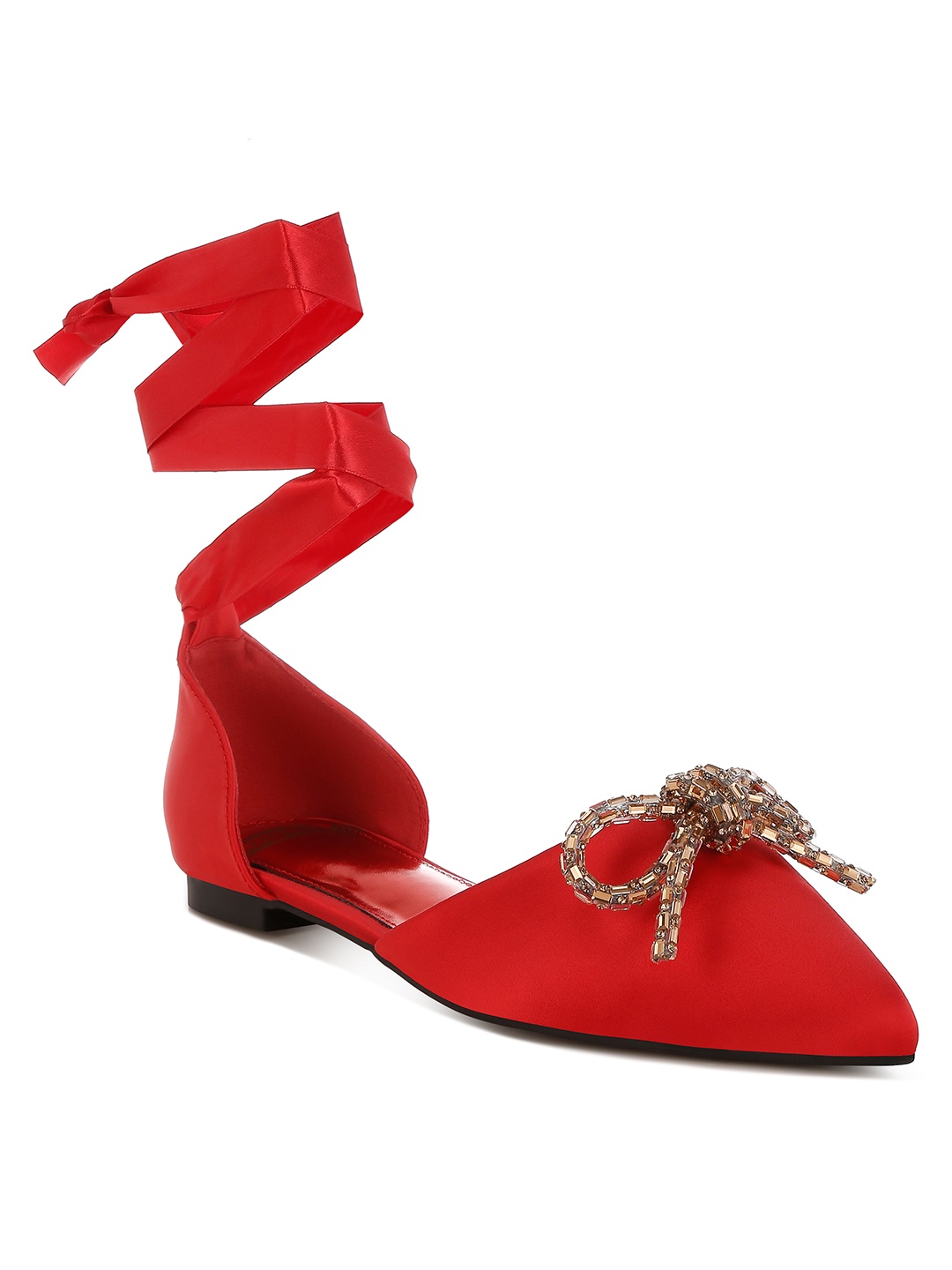 

RAG & CO Women Mojaris with Bows Flats, Red