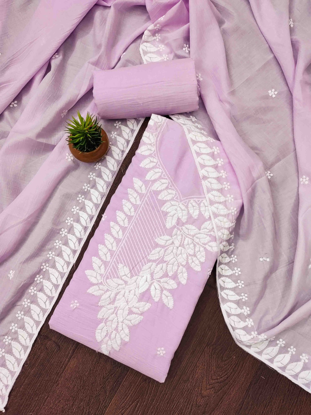 

KALINI Embroidered Unstitched Dress Material, Lavender