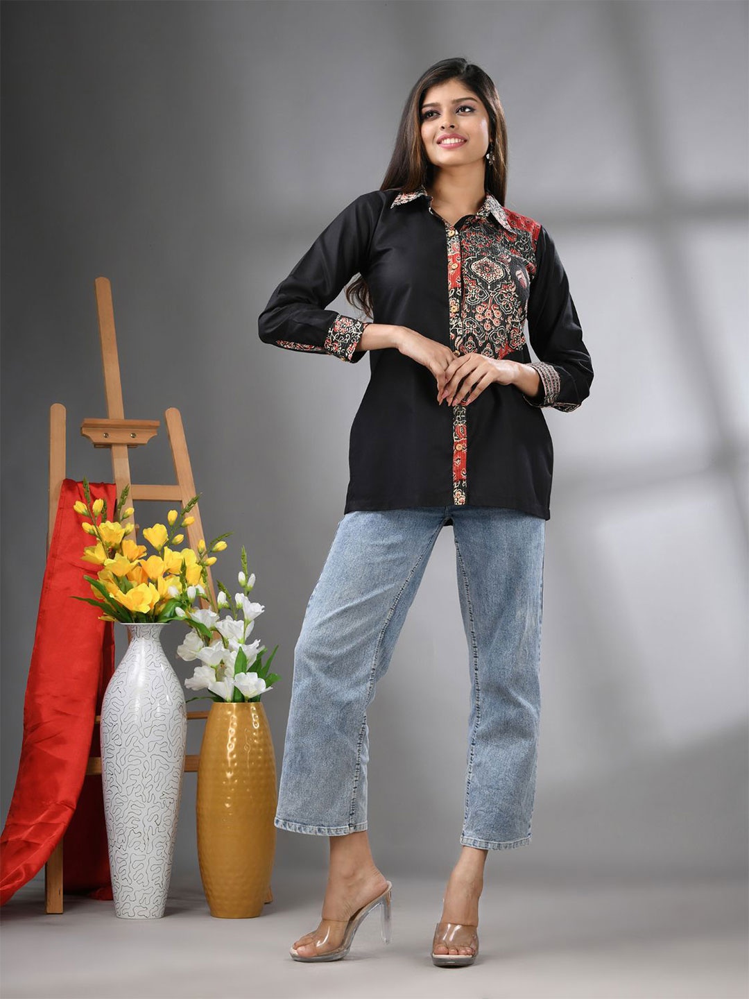 

Charukriti Women Semiformal Shirt, Black