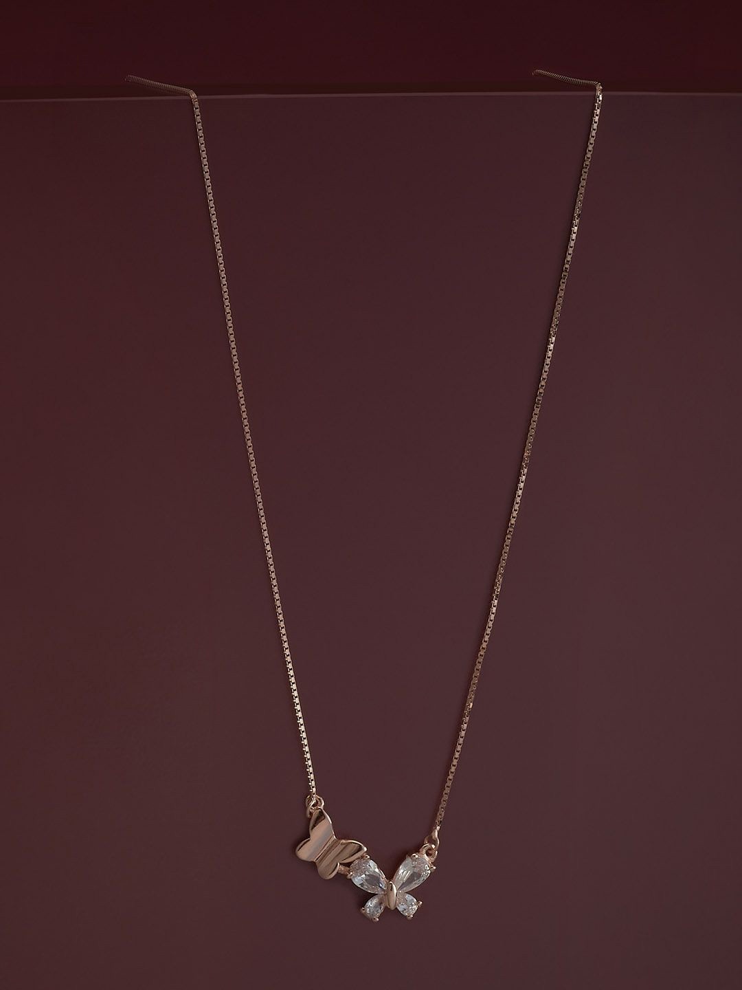 

Kushal's Fashion Jewellery 92.5 Silver Rose Gold Plated Zircon Pendant Chain