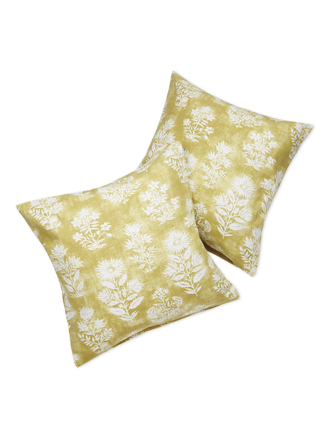 

haus & kinder Green & White Set of 2 Floral Square Cushion Covers