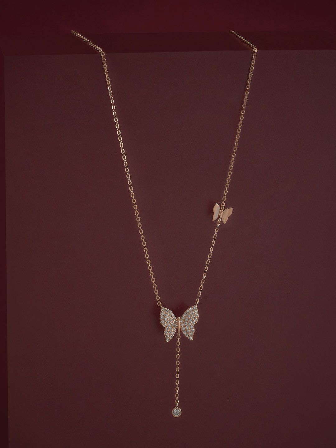 

Kushal's Fashion Jewellery 92.5 Silver Rose Gold Plated Cubic Zircon Studded Chain