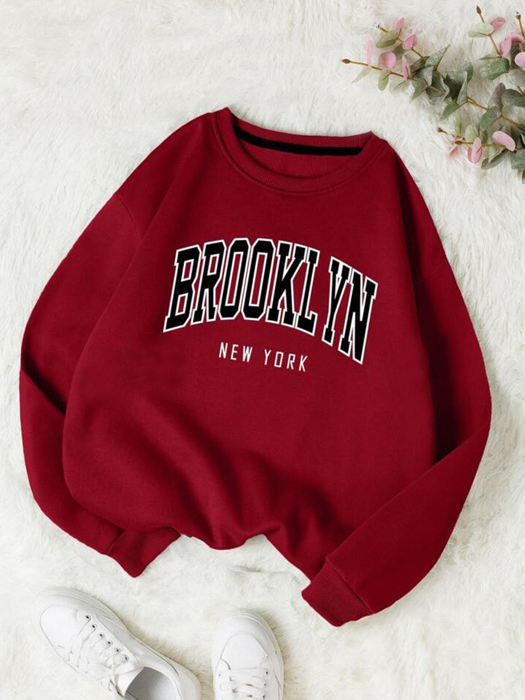 

KASHIAN Women Printed Sweatshirt, Maroon