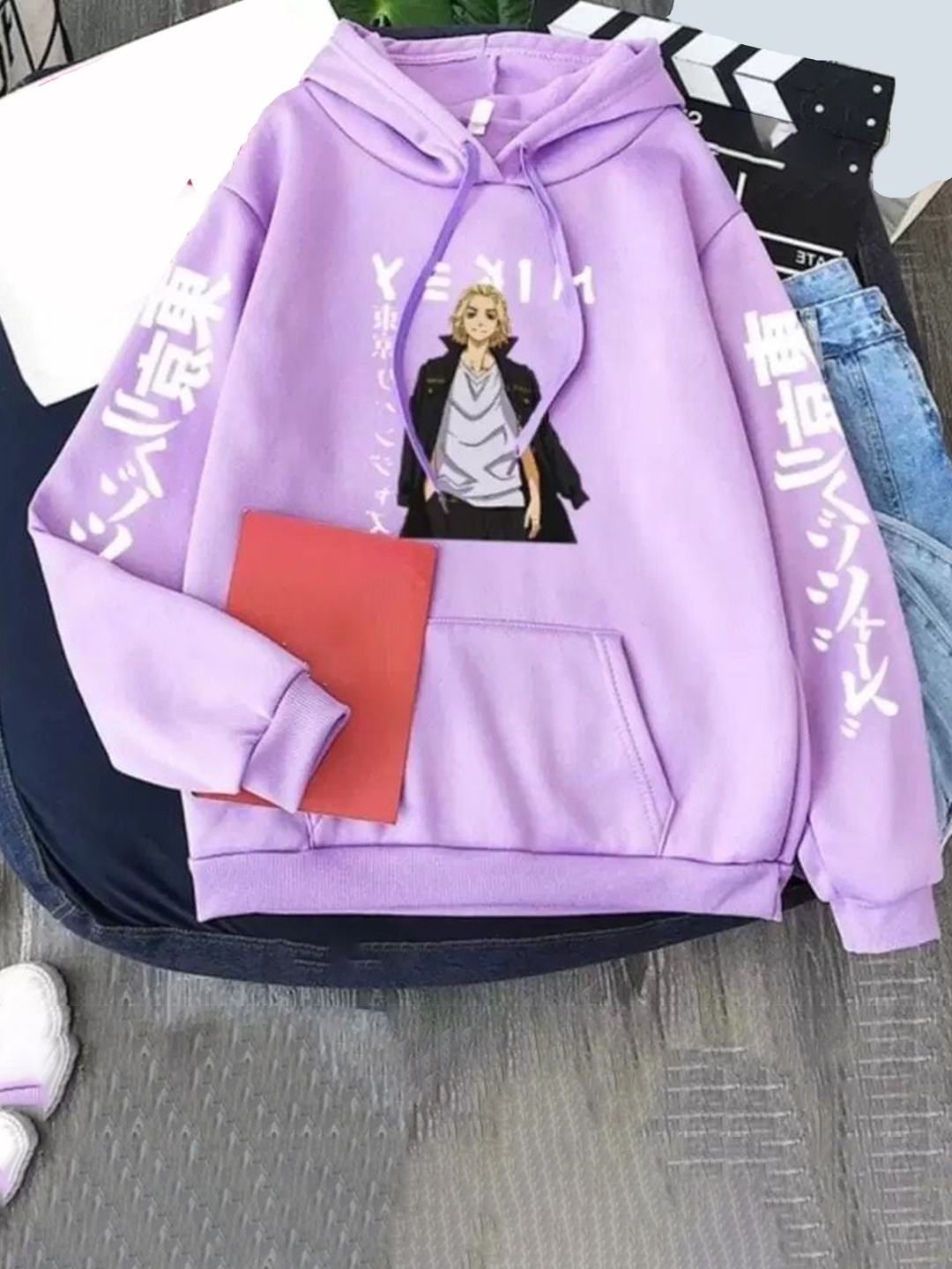 

KASHIAN Women Printed Hooded Sweatshirt, Purple