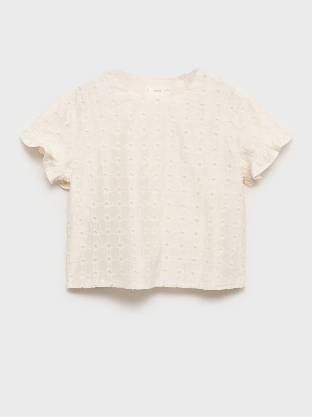 

Mango Kids Girls Styled Back Schiffli Top, Beige
