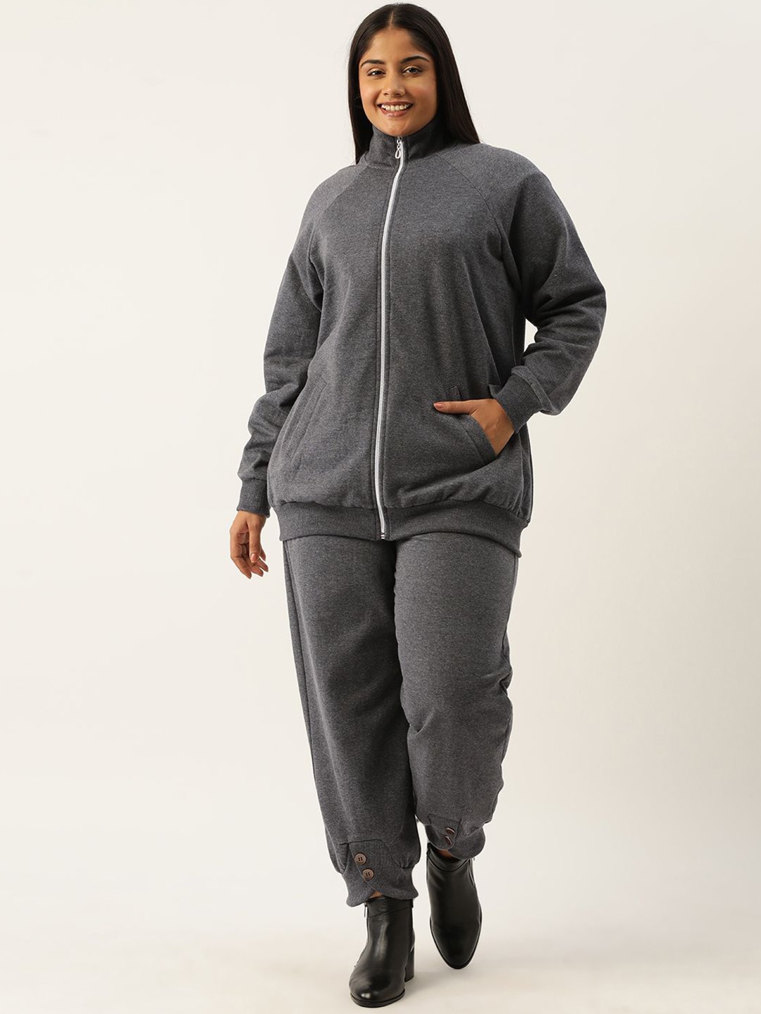 

theRebelinme Plus Size Sweatshirt & Trousers Co-Ords, Charcoal