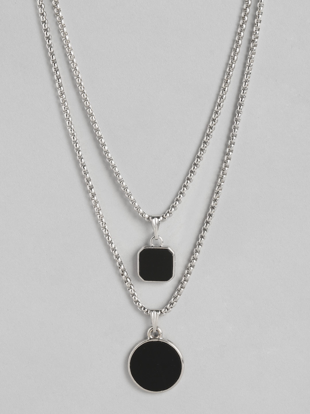 

PARIS HAMILTON Unisex Set Of 2 Silver-Plated Oxidised Necklace