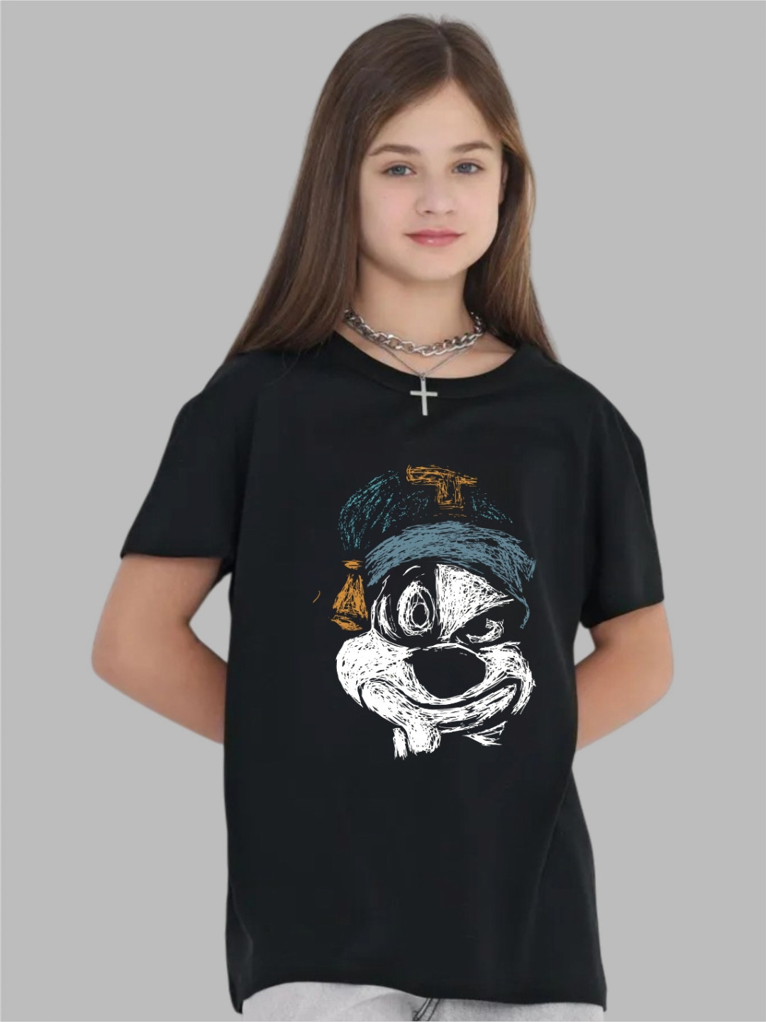 

Uniplanet store Girls Typography Printed T-shirt, Black