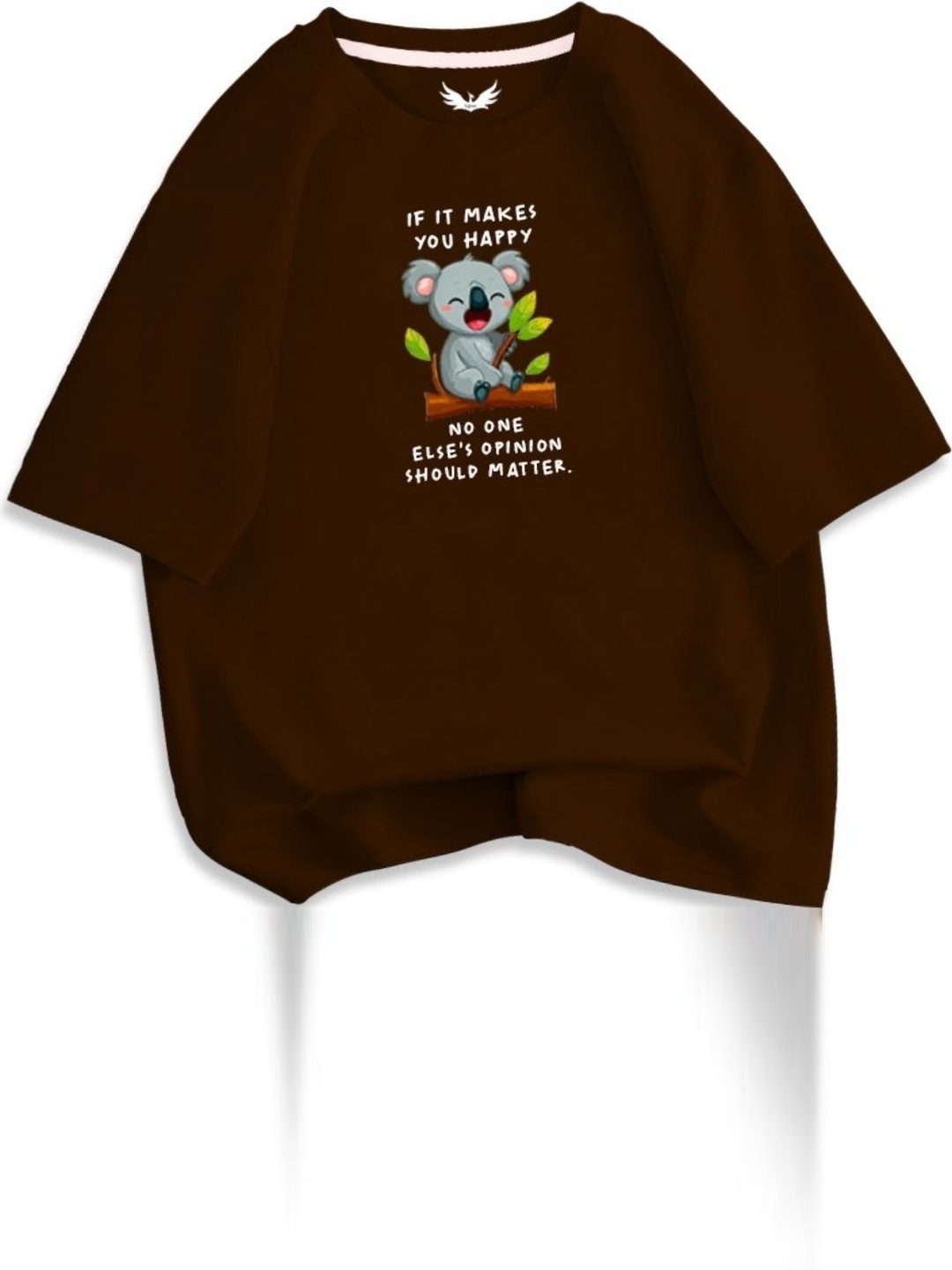 

SALUJA FABRICS Women Typography Printed T-shirt, Brown