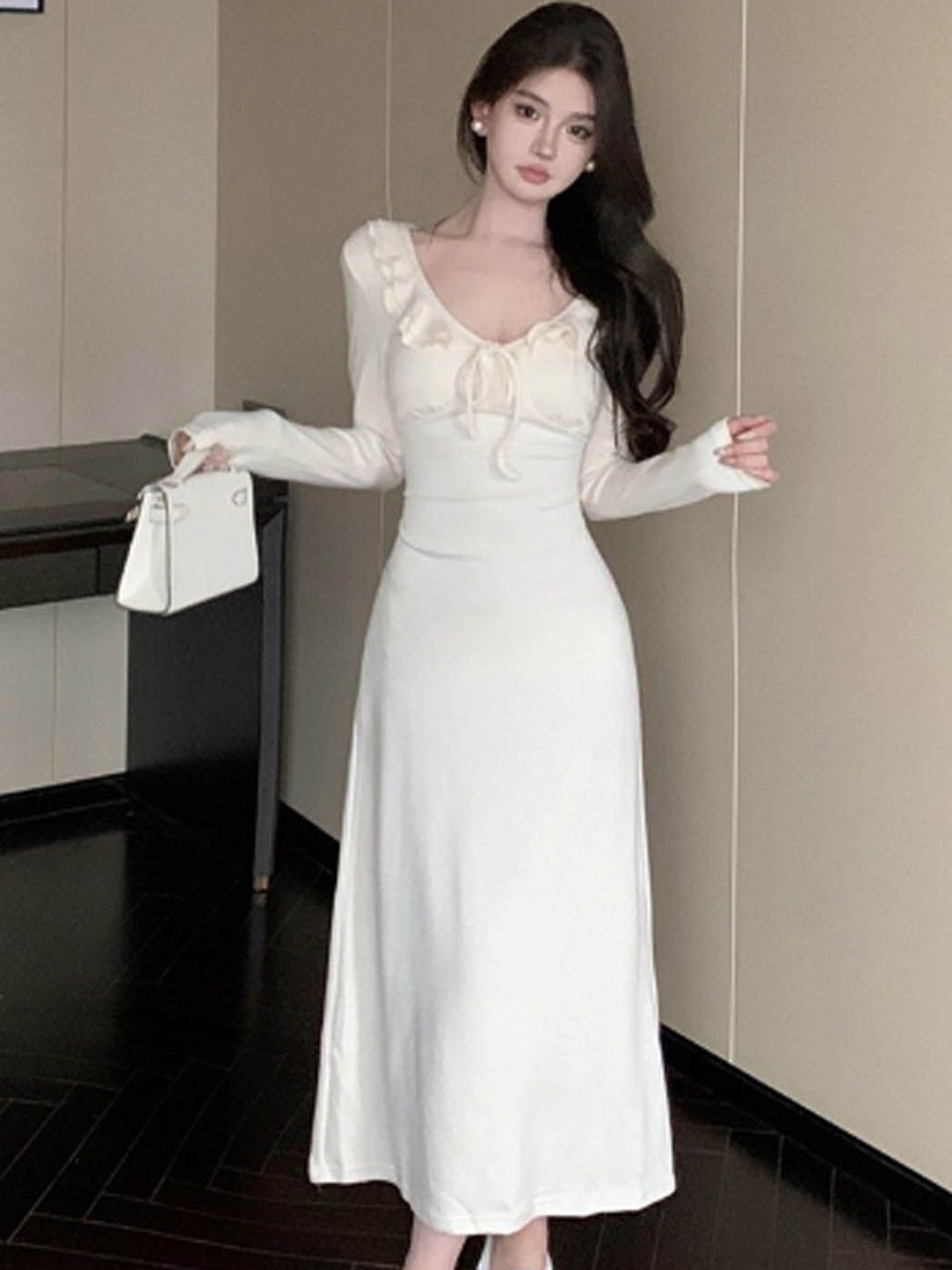 

StyleCast Bell Sleeve Fit & Flare Maxi Dress, Off white
