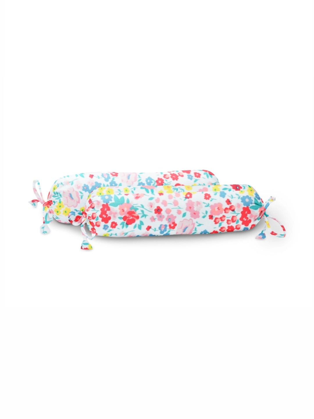 

THE BABY ATELIER Blue and Pink Floral Printed Organic Cotton Bolster Cover Set