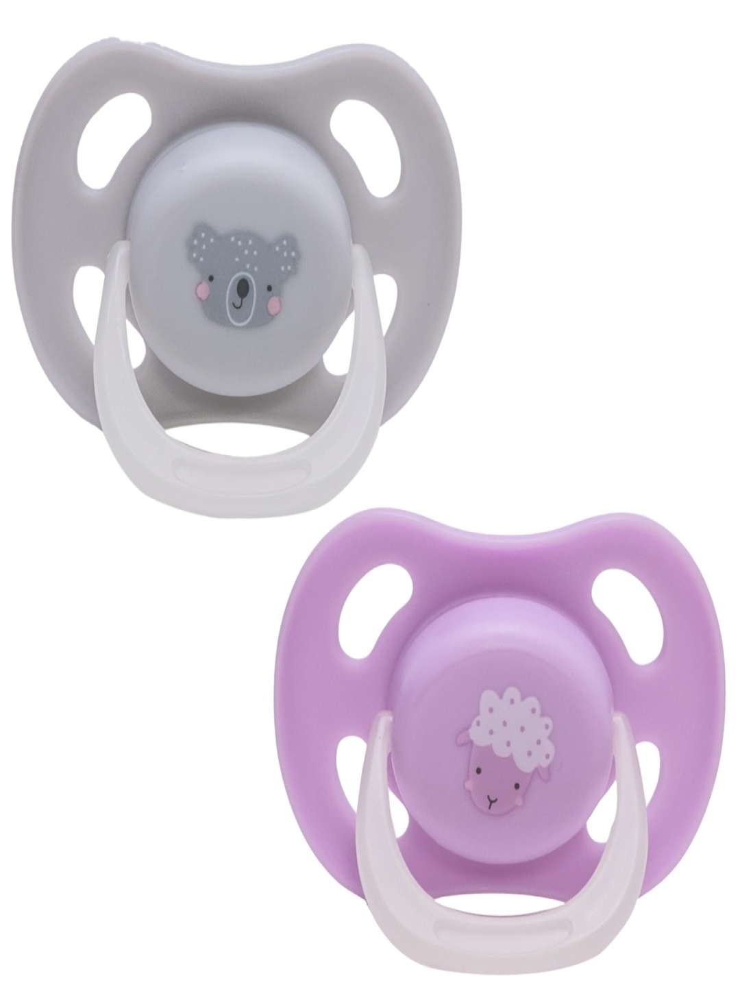 

Adore Kids 2-Pcs Grey & Purple Printed Vented Pacifier BPA Free Kids Teethers