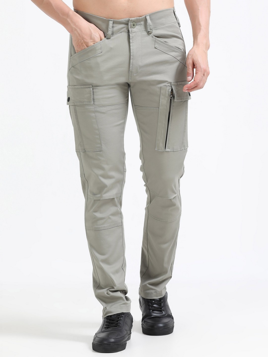 

NEVER NEUD Men Relaxed Heavy Utility Cargos Trousers, Green