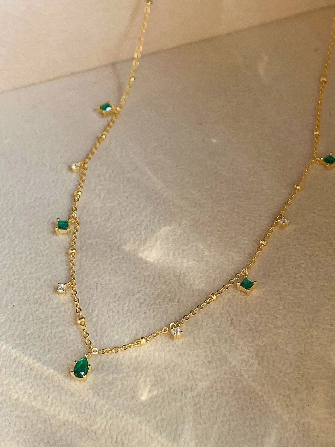 

Just Lil Things Gold-Plated Artifical Stones Studded Minimal Necklace