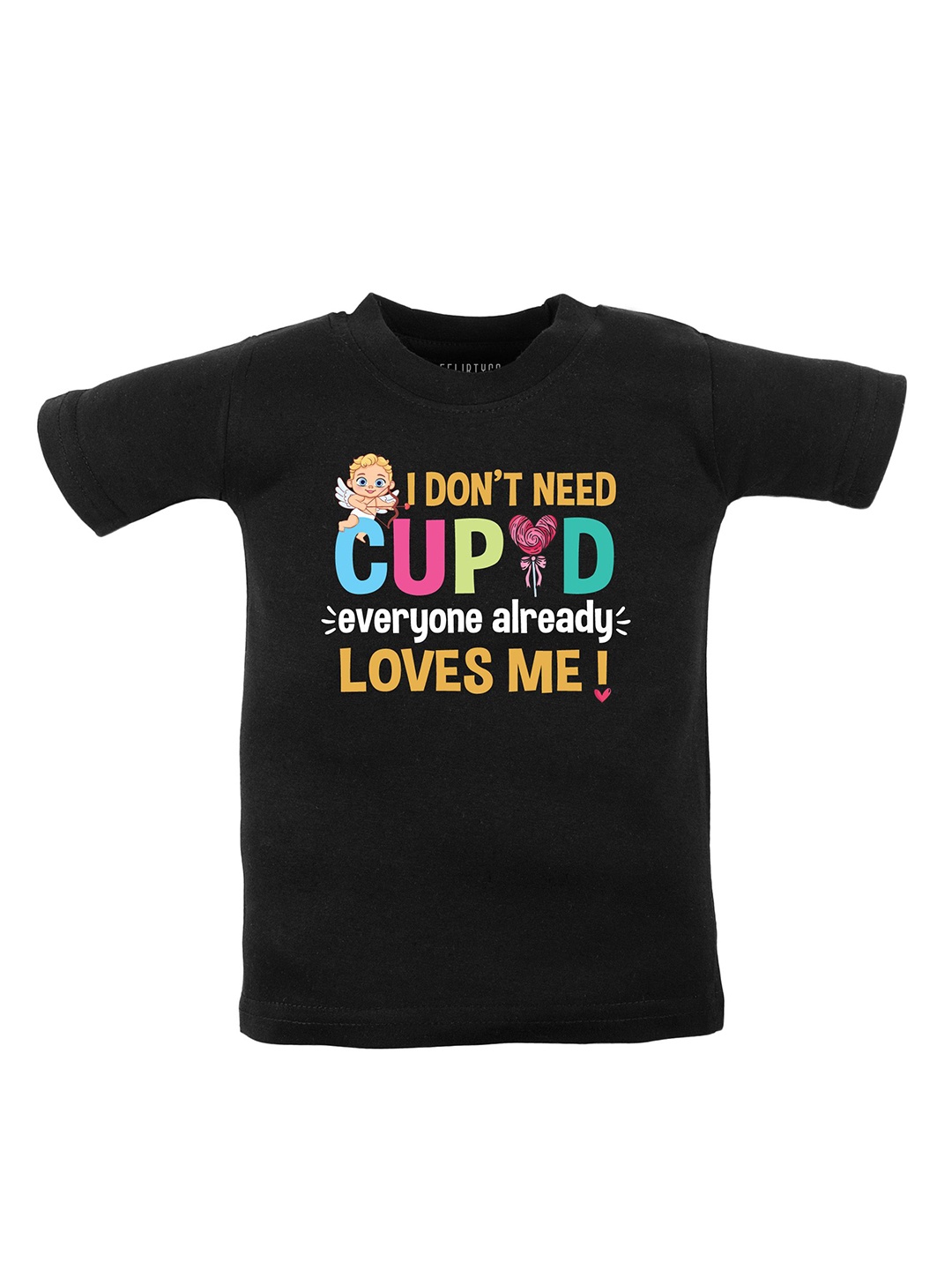 

FFLIRTYGO Unisex Kids Typography Printed Round Neck Cotton T-shirt, Black