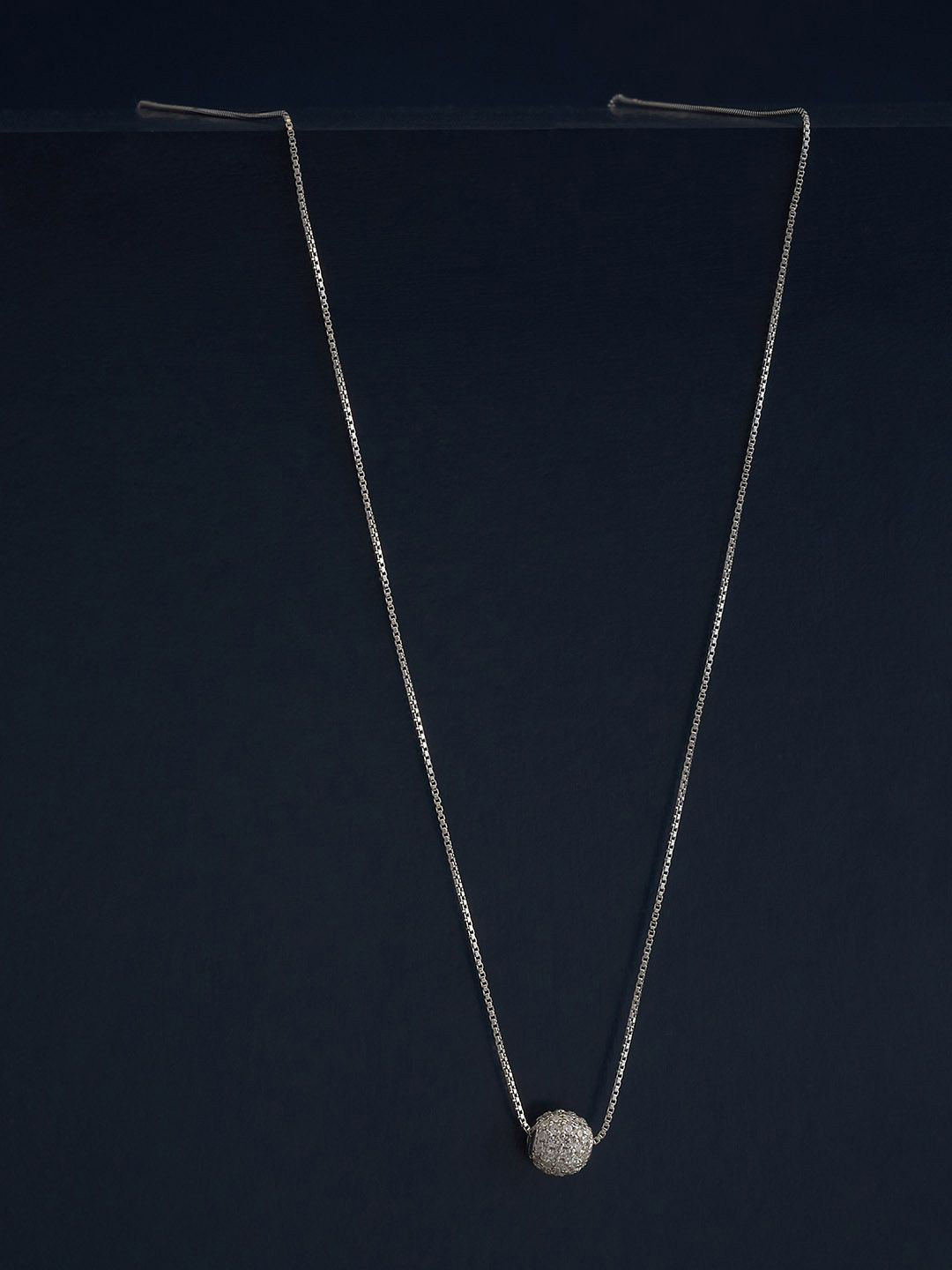 

Kushal's Fashion Jewellery 92.5 Silver Rhodium-Plated Contemporary CZ Pendant with Chain