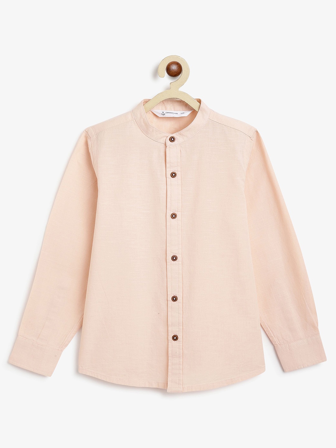 

Campana Boys Mandarin Collar Solid Cotton Shirt, Pink