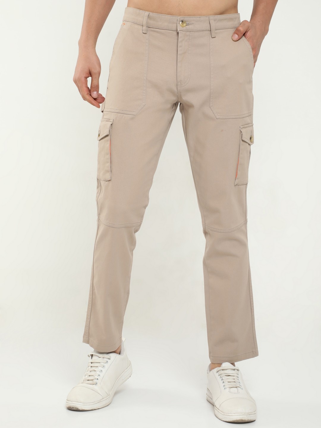 

NEVER NEUD Men Relaxed Classic Cargos Trousers, Khaki