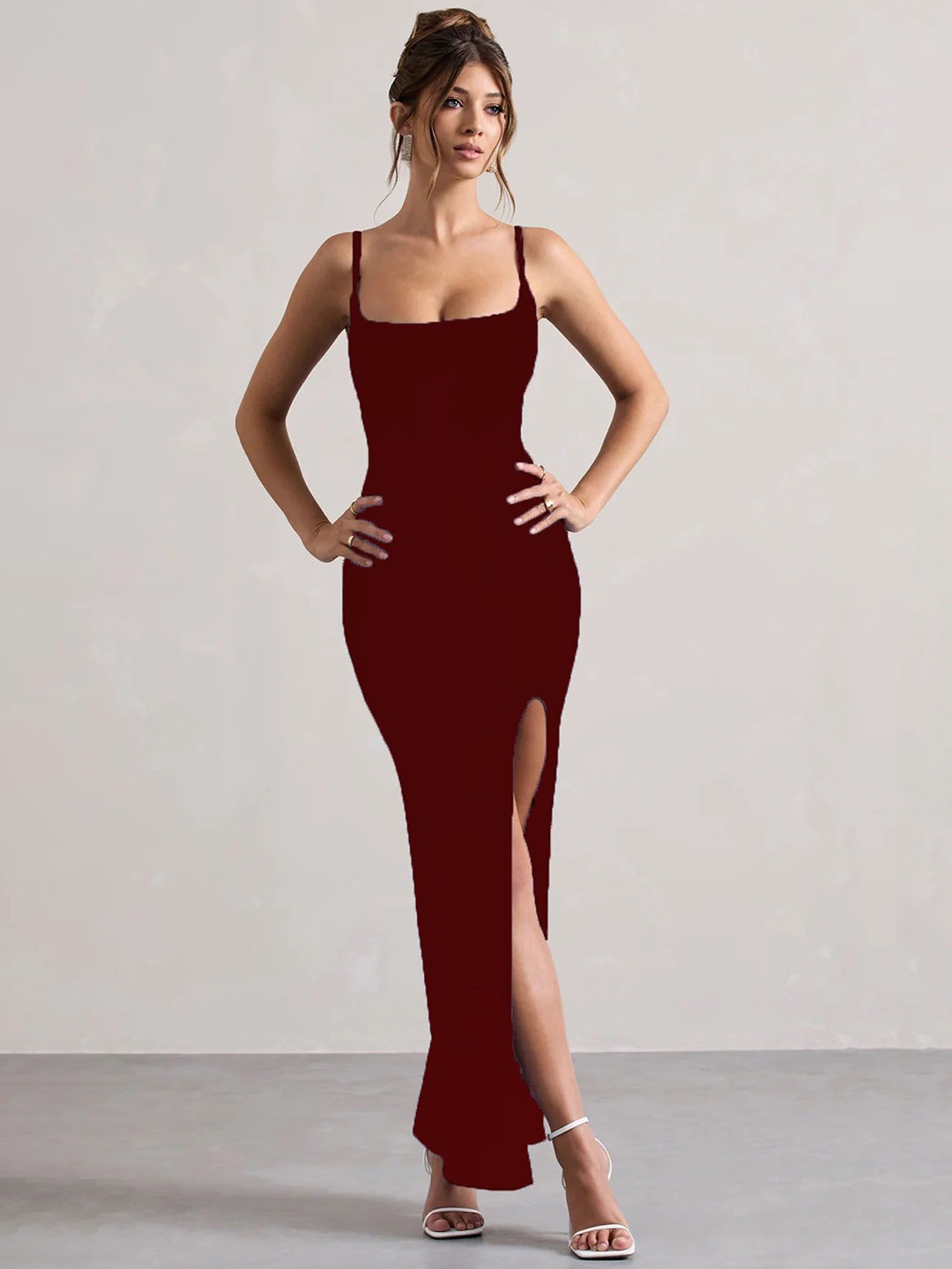 

TRAQUILA Bodycon Maxi Dress, Maroon