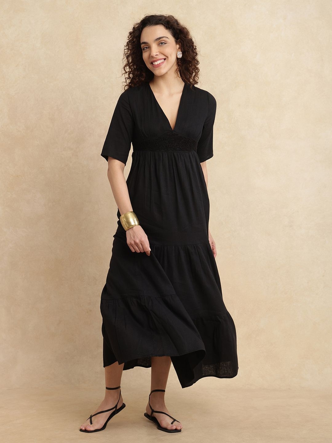 

RAREISM Fit & Flare Maxi Dress, Black