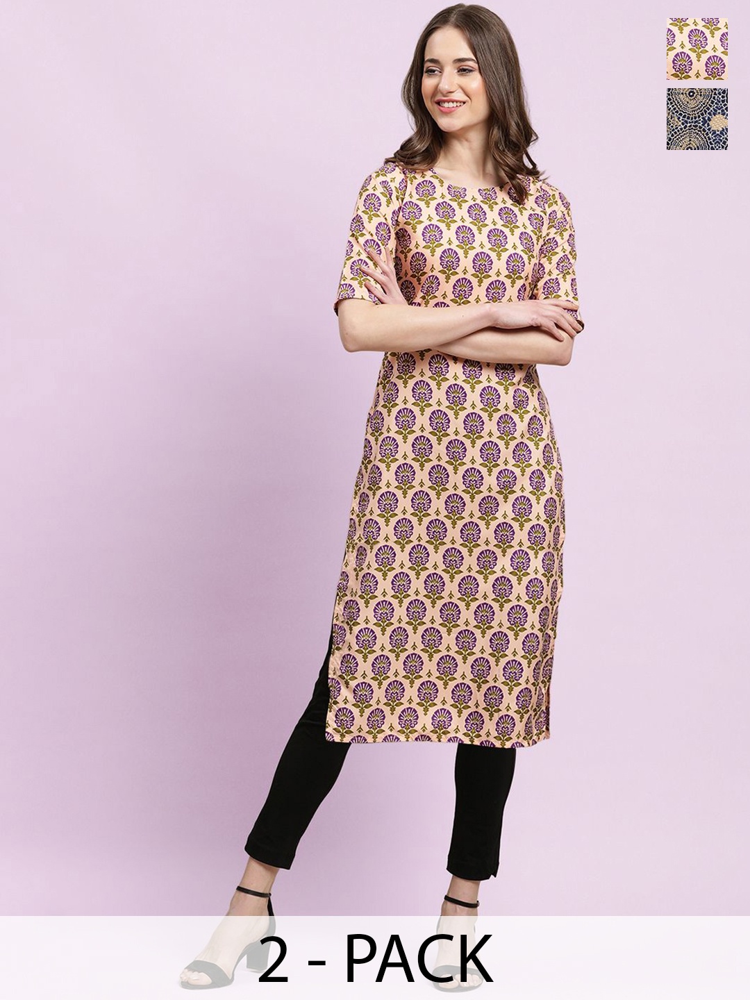 

Moda Rapido Women Ethnic Motifs Printed Floral Crepe Kurta, Multi