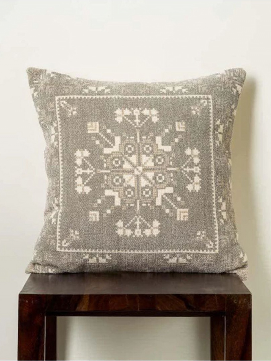 

Aura Grey & Beige Ethnic Motifs Printed Square Cushion Covers