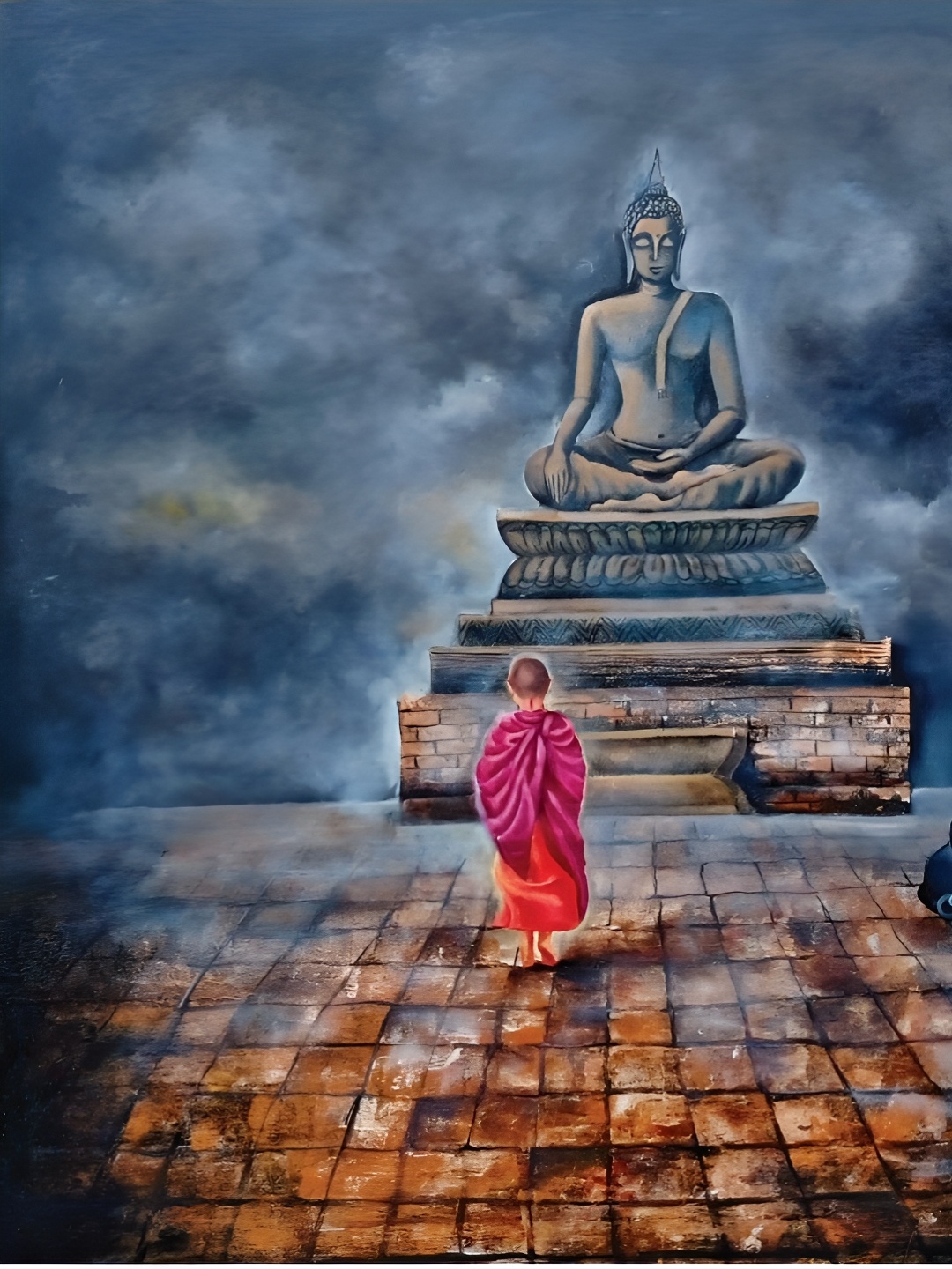 

Inephos Grey & Brown Buddha Religious Canvas Wall Art