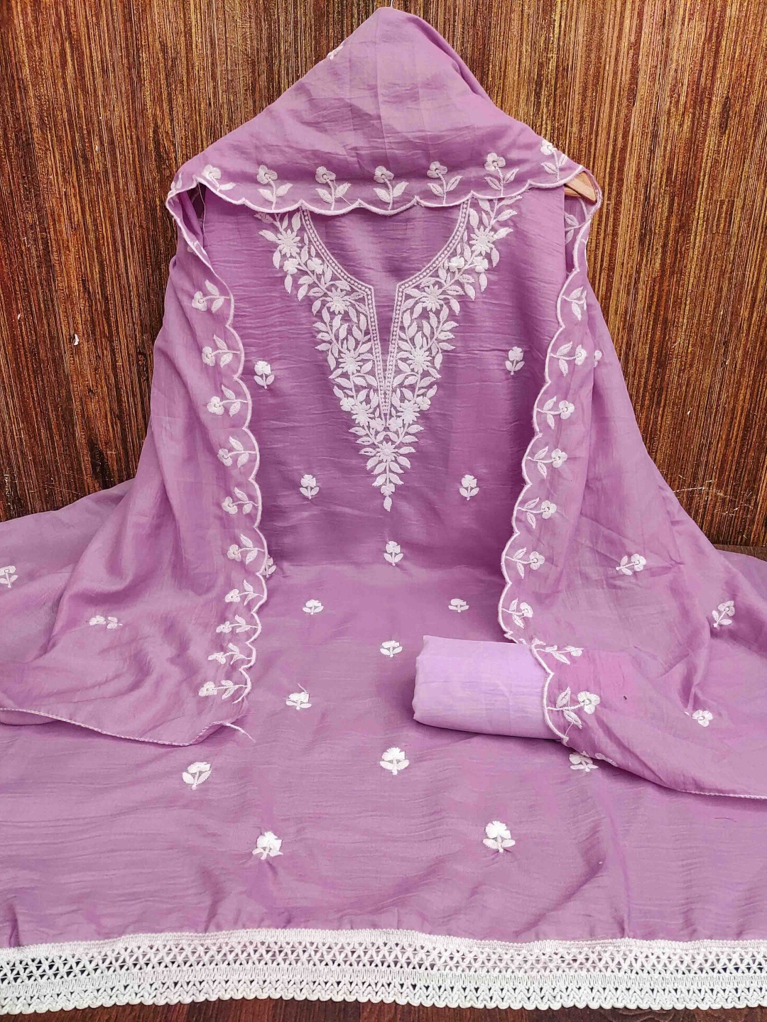 

KALINI Embroidered Unstitched Dress Material, Lavender