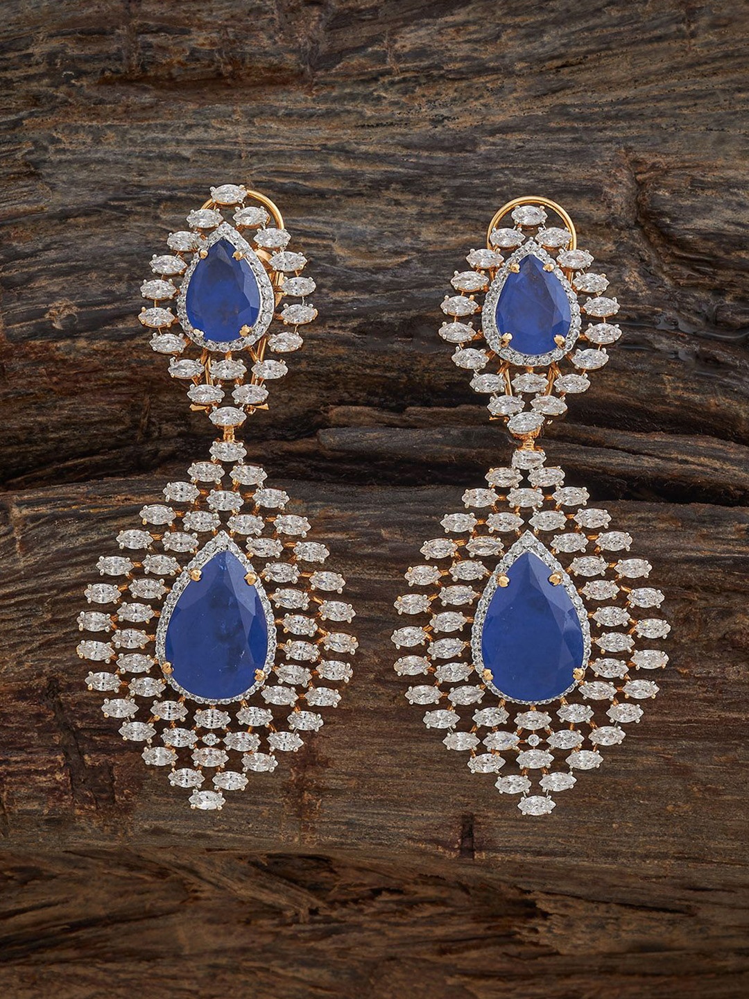 

Kushal's Fashion Jewellery Pink Contemporary Cubic Zircon Drop Earrings, Blue