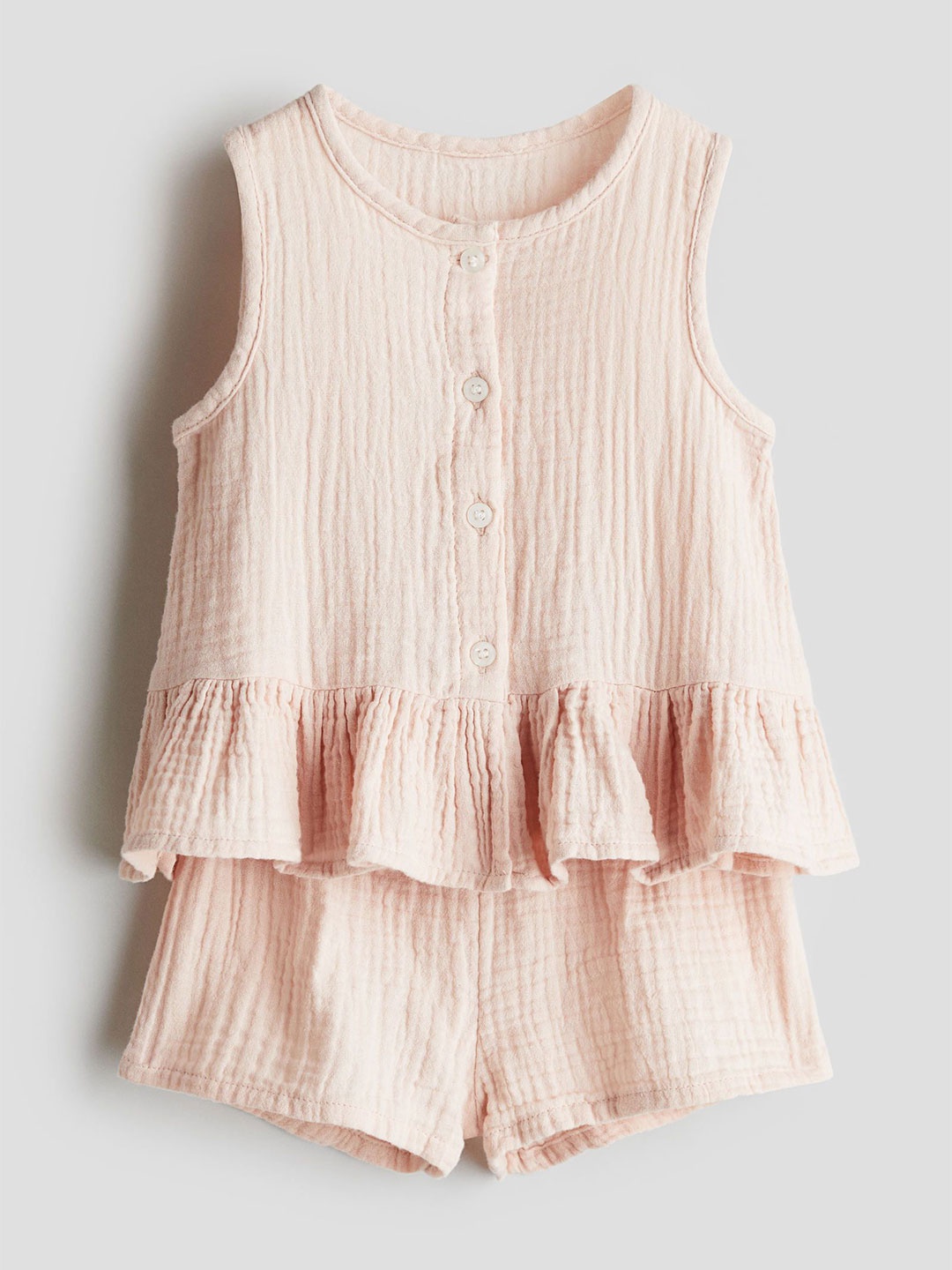 

H&M 2-Piece Muslin Top & Shorts Set, Pink