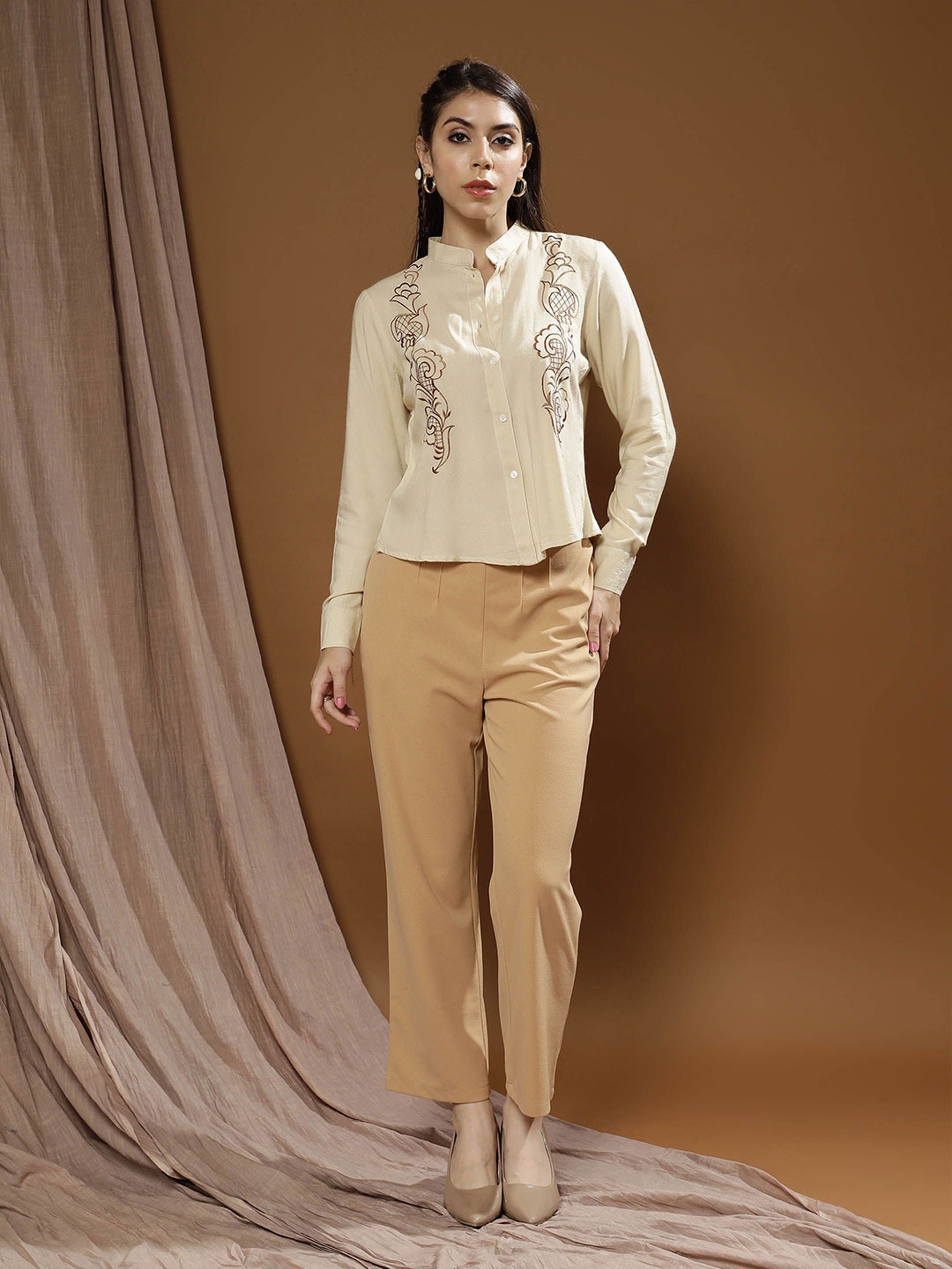 

Boho By Athena Women Relaxed Opaque Casual Shirt, Cream