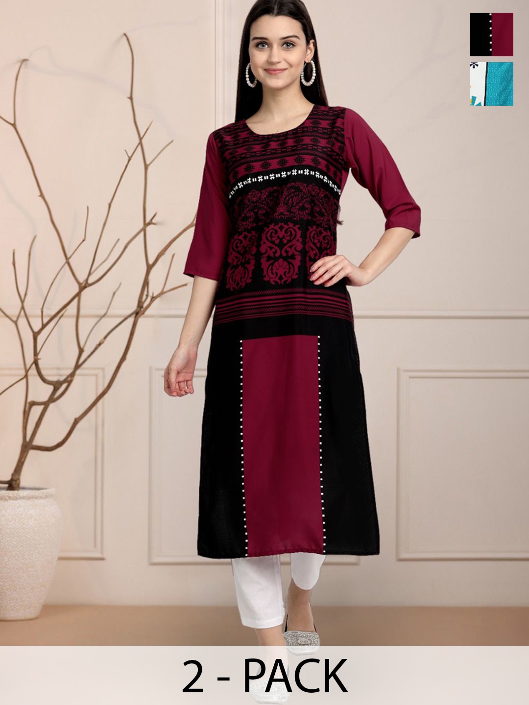 

Moda Rapido Women Ethnic Motifs Printed Floral Crepe Kurta, Multi