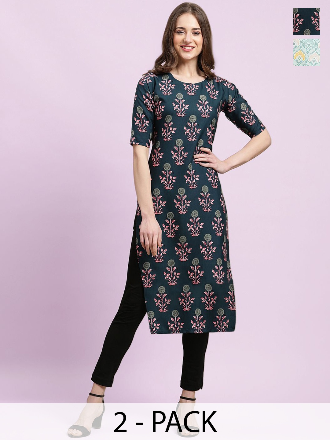 

Moda Rapido Women Ethnic Motifs Printed Floral Crepe Kurta, Multi