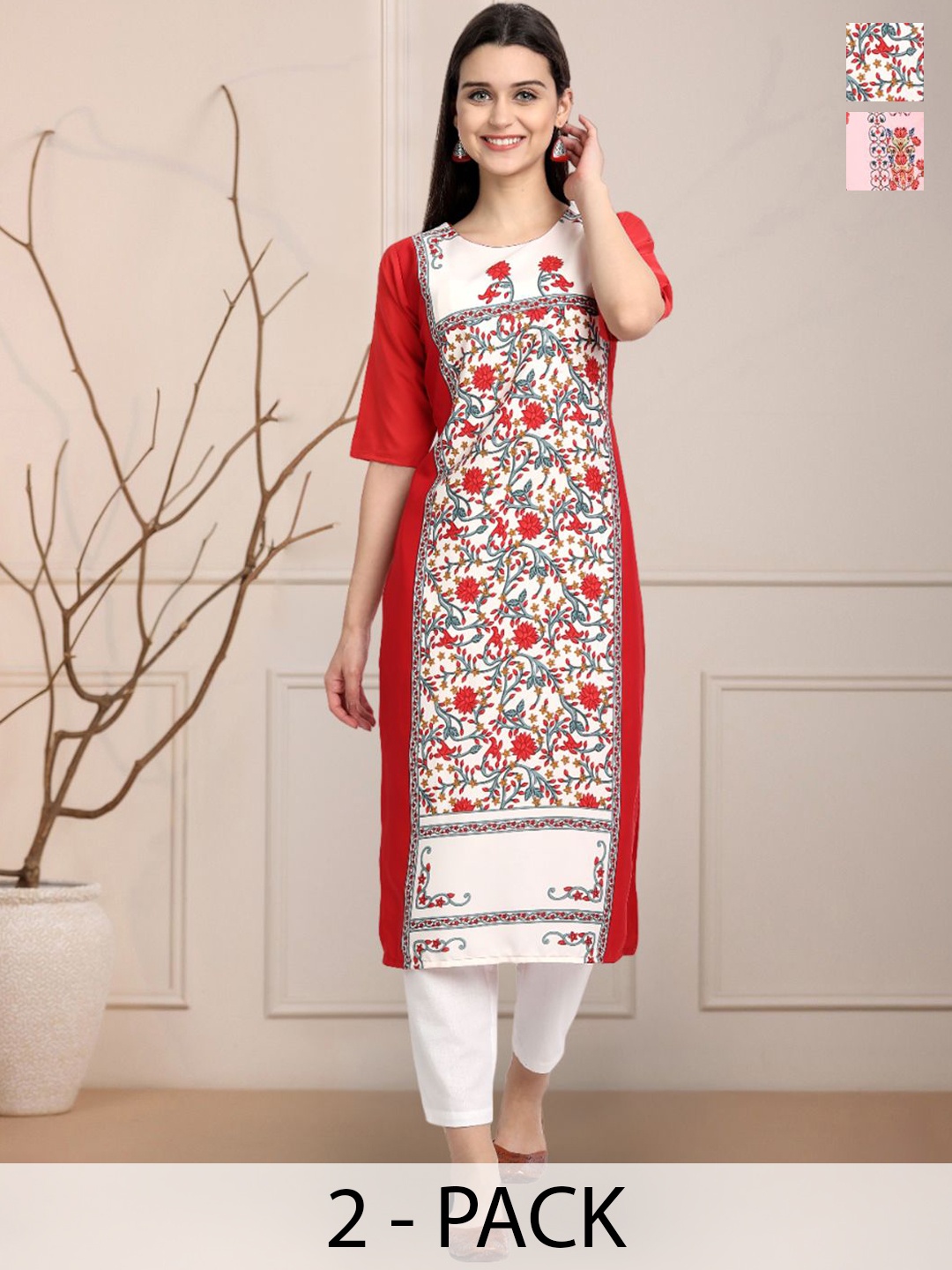 

Moda Rapido Women Ethnic Motifs Printed Floral Crepe Kurta, Multi