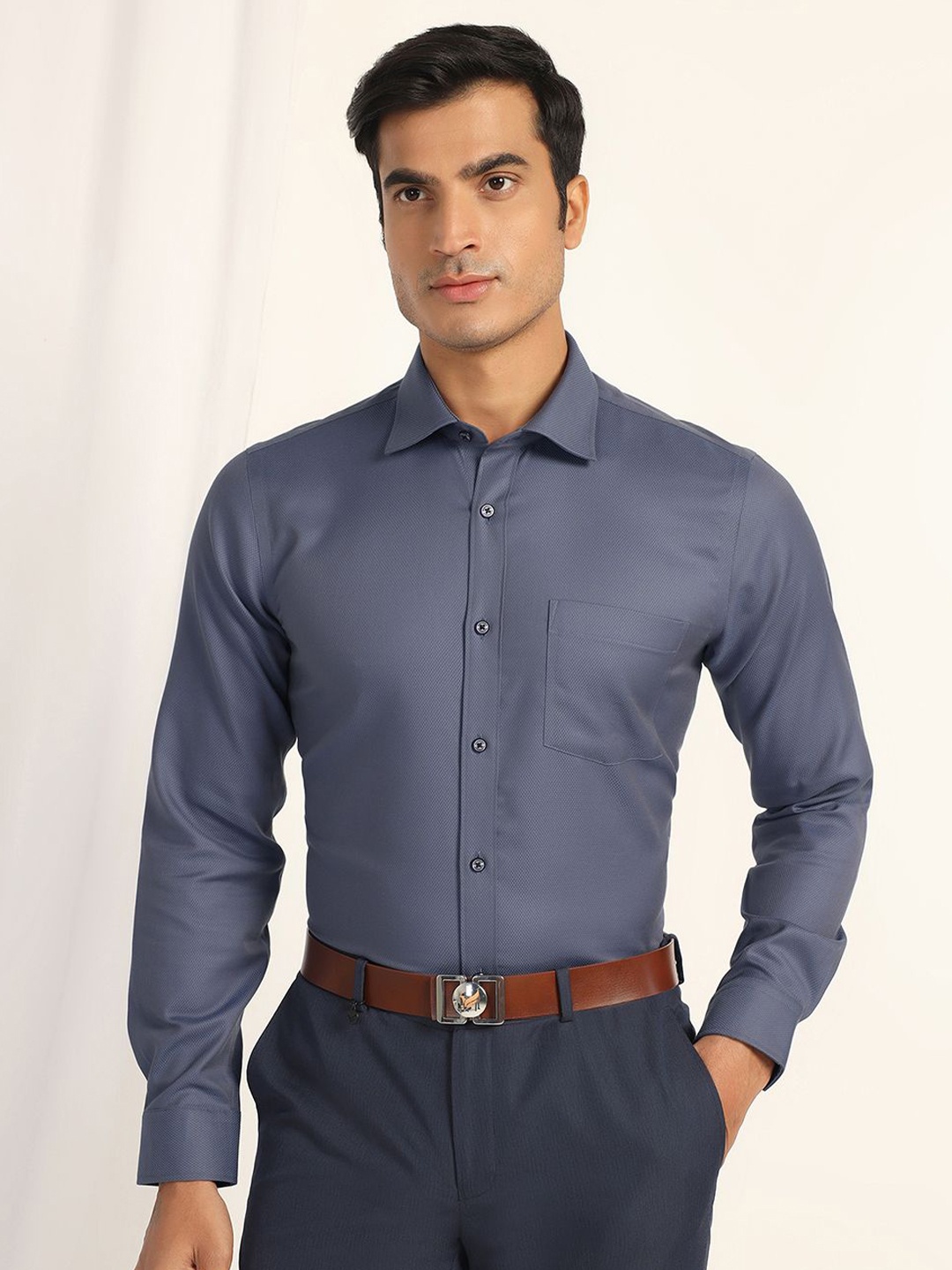 

Blackberrys Men Slim Fit Opaque Casual Shirt, Blue